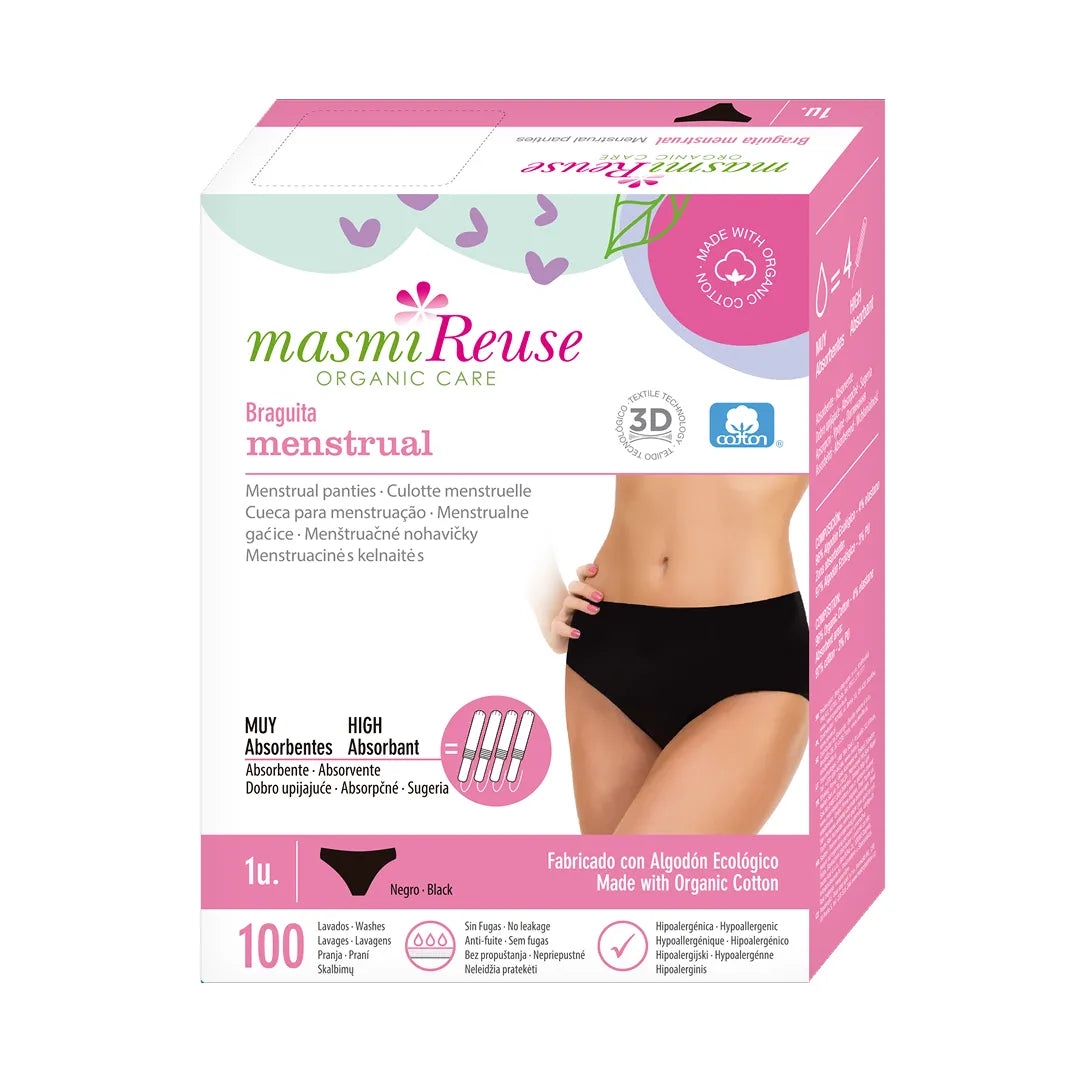 Majtki menstruacyjne ekologiczne Masmi CLASSIC 100% bawełna gw.100 prań
