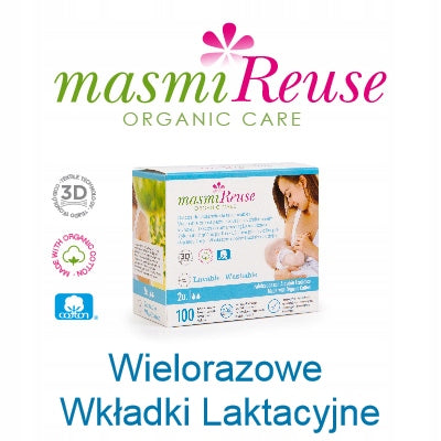Wkładki laktacyjne wielorazowe ekologiczne Masmi BIO 100% bawełna 2 szt.