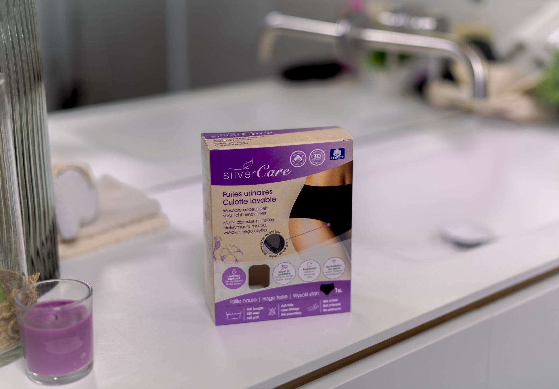 Silver Care Bielizna damska na nietrzymanie moczu – wysoki stan (rozmiary: S, M, L, XL), 100% bawełny organicznej 1 szt.