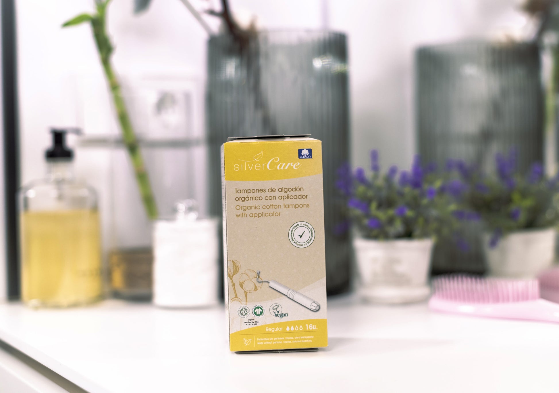 Tampony ekologiczne bawełniane Regular (z aplikat.) Silver Care BIO 16 szt.