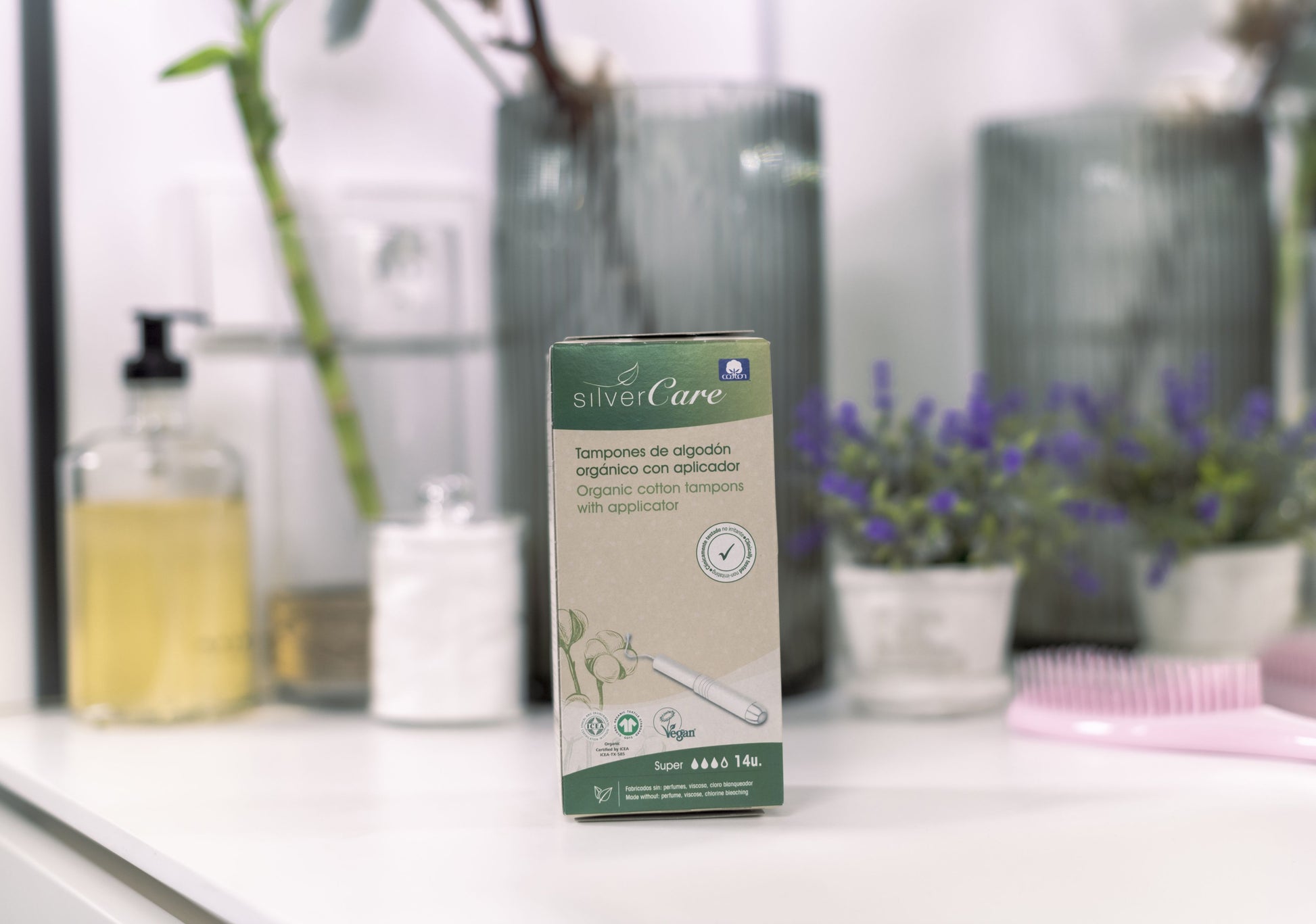Bio-Baumwolle-Tampons mit Applikator Silver Care BIO 14 Stück