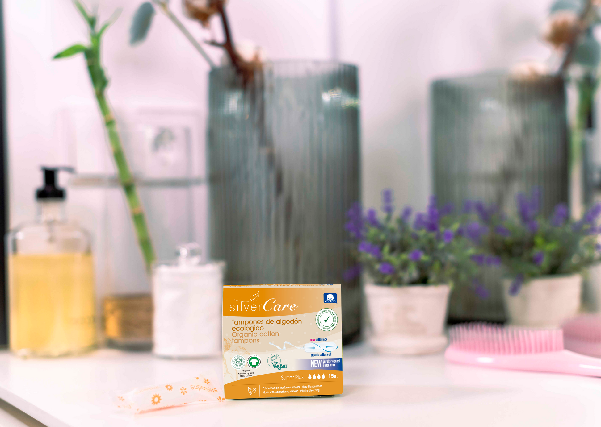 Tampony ekologiczne bawełniane SuperPlus (bez aplik.) Silver Care BIO 18szt