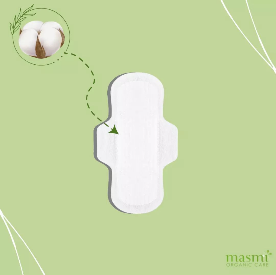 Masmi Ultracienkie bawełniane podpaski na noc ze skrzydełkami, 100% bawełny organicznej 10 szt.