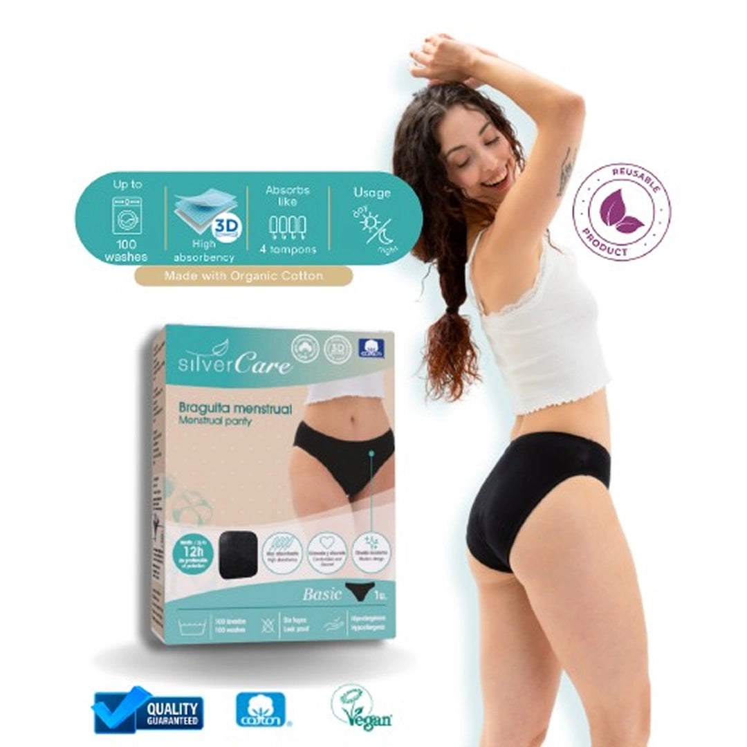 Silver Care Majtki menstruacyjne CLASSIC (rozmiary: S, M, L, XL), 100% bawełny organicznej 1 szt.