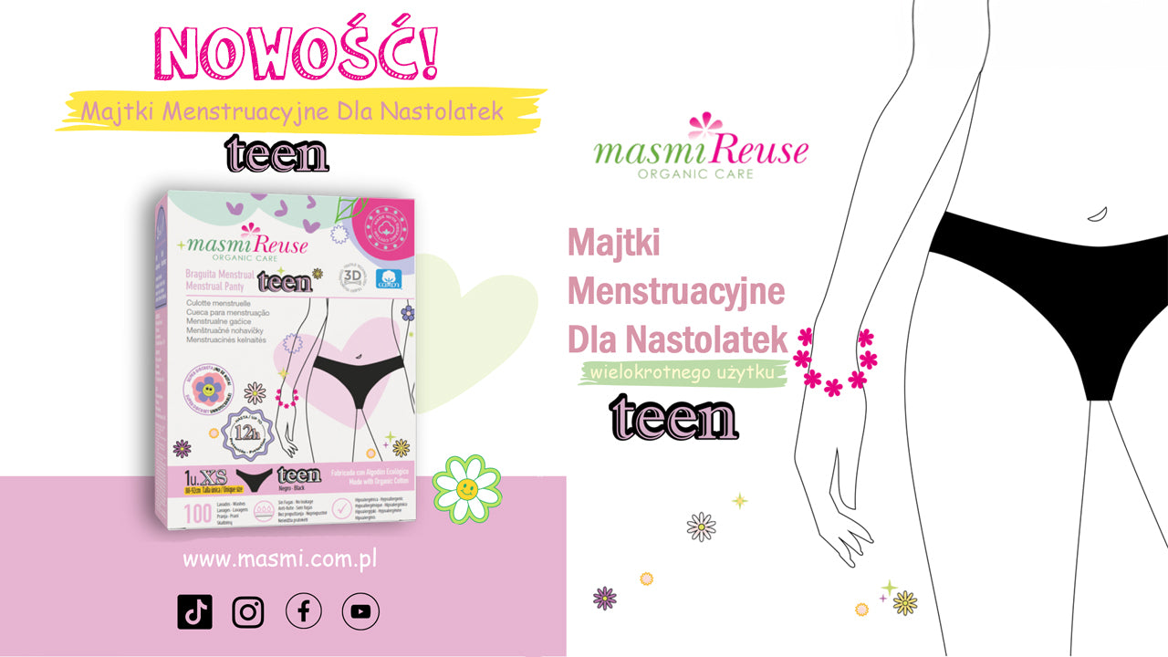 SET -5% 3 x Masmi Menstruationsslips ökologisch FÜR TEENAGER XS 100 % Bio-Baumwolle