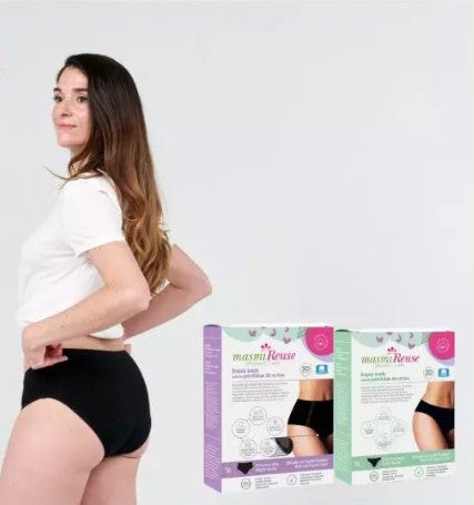 ZESTAW -3% 2x Masmi Majtki menstruacyjne ekologiczne potrójna chłonność 166 g/wysoki stan (rozmiar: S, M, L, XL)