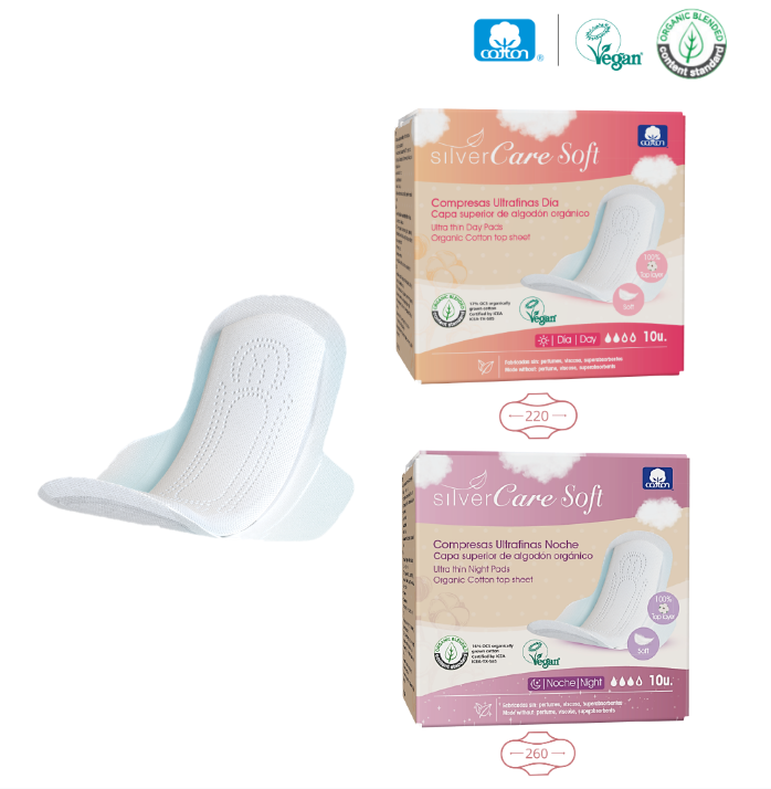Podpaski ekologiczne bawełniane SOFT na noc Silver Care 100% BIO 10 szt.
