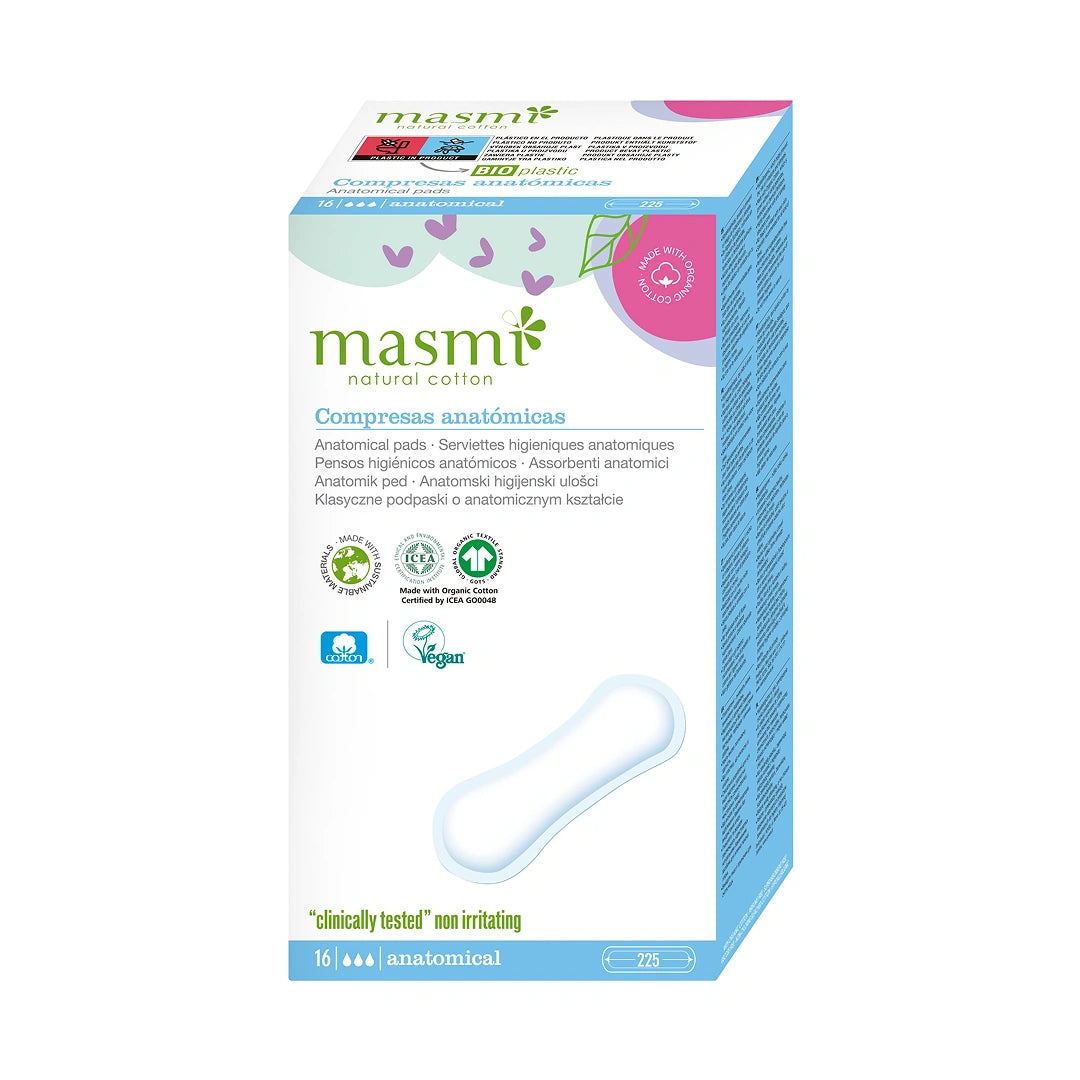 Podpaski ekologiczne klasyczne Masmi BIO 100% bawełny organicznej 16 szt.