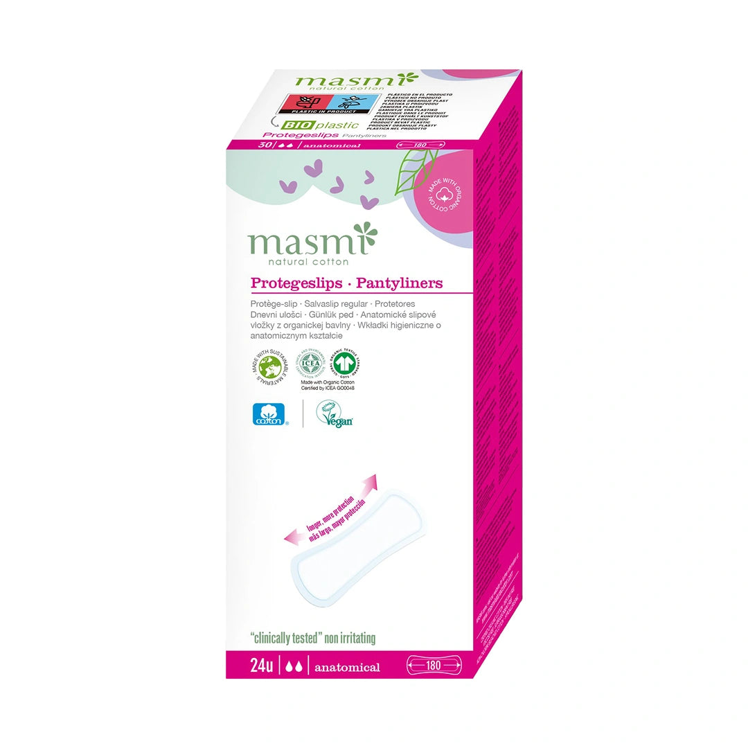 Wkładki ekologiczne anatomiczne Masmi 100% bawełna organiczna 24 szt.