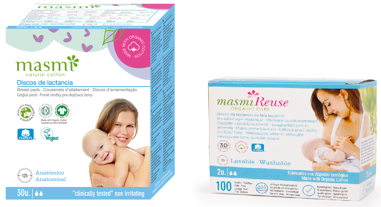 Ekologické prsní vložky Masmi BIO 100% organická bavlna 30 ks.